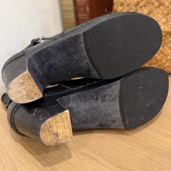 SWEDISH HASBEENS Clog Boots Size EU 40 US 10 Black Leather High Heel Jodhpur - Picture 9 of 10